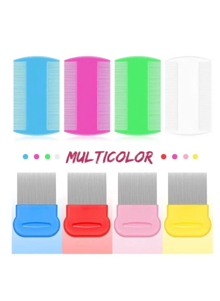 8 قطع البراغيث القمل المشاط القمل مزدوج الجانب وإزالة النيت الشعر تربية البلاستيك والمعادن المشاط للبشر الحيوانات الأليفة (4 × 2 بوصة، 2.24 × 2.24 بوصة، الأرجواني، الأحمر، الأصفر، الأخضر، الأخضر، الأزرق الفاتح، الأحمر، الأزرق، الأبيض) - Image 4